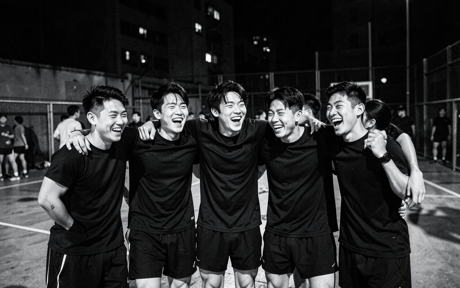 Players celebrating together after a game
